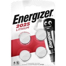 Energizer CR2025 lítium gombelem, 3 V, 163 mAh, 4 db, BR2025, DL2025, ECR2025, KCR2025, KL2025, KECR2025, LM2025 (E300520500)