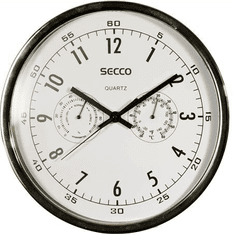Secco "Sweep second" falióra 30cm pára és hőmérővel, króm keret (S TS6055-57) (S TS6055-57)