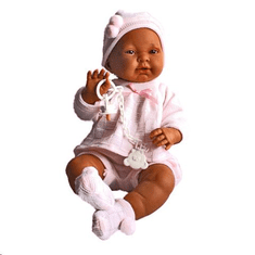 Llorens Kreol csecsemő baba rózsaszín ruhában 45cm (45026) (45026)