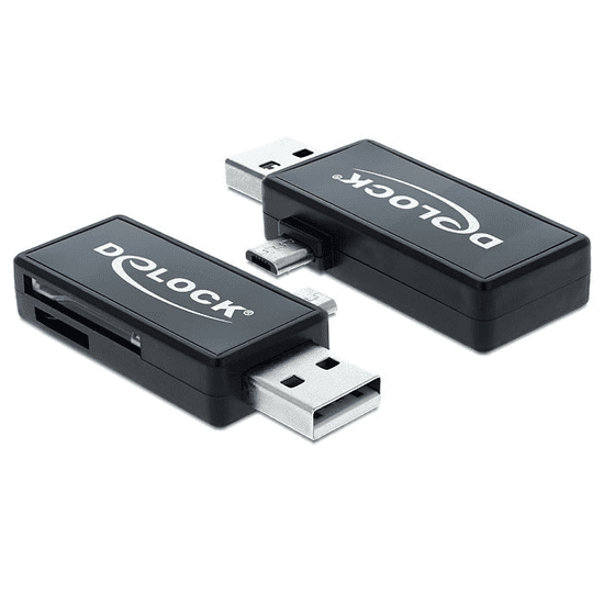 DELOCK 91731 Micro USB OTG-kártyaolvasó + USB A-csatlakozódugó (dl-91731)
