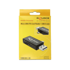 DELOCK 91731 Micro USB OTG-kártyaolvasó + USB A-csatlakozódugó (dl-91731)
