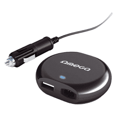 Omega univerzális Notebook DC Mini Autós USB porttal 90W (OZU90O) (OZU90O)