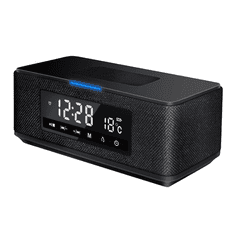 Platinet Multifunkciós ébresztőóra Bluetooth QI FM, fekete (PMGQ15B)