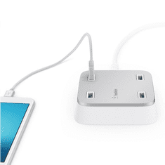 Belkin 4 portos USB töltő ezüst-fehér (F8M990VFWHT) (F8M990VFWHT)