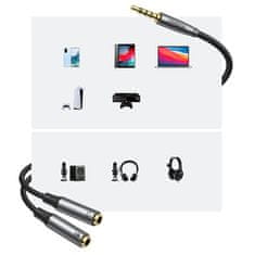 Ugreen Ugreen headset elosztó 3,5mm csatlakozó-dupla 3,5mm konnektorra - Szürke