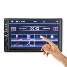 Dexxer 12-24V 2DIN LCD érintőképernyős autórádió 4x45W USB Bluetooth + kamera és távirányító