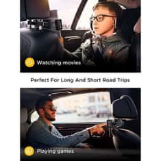 Netscroll Autós tartó tablet-ekhez vagy telefonokhoz, a tabletje biztonságosan rögzíthető, állítható szögekkel, ideális filmek nézéséhez az autóban, töltőnyílással, gyors szereléssel, TabletHolder