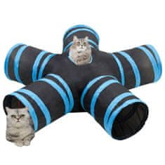 Greatstore fekete és kék 5 irányú poliészter macskaalagút 25 cm
