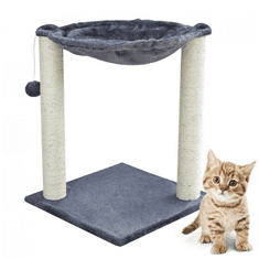 BB-Shop Sötétszürke Macskakaparó, macskafa | Álló függőágy szizál oszlopon