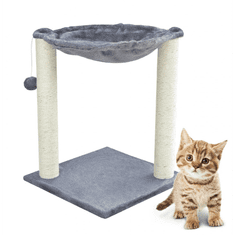 BB-Shop Szürke kaparófa, macskafa | Álló függőágy szizál oszlopokon