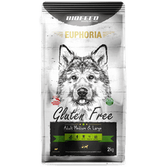 BIOFEED Euphoria Gluténmentes Medium & Large Közepes És Nagy Fajtájú Kutyák Számára 2 Kg-Os Bárányhússal