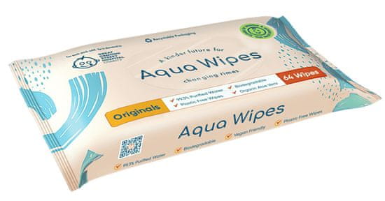 Aqua Wipes BIO Aloe Vera 100%-ban lebomló törlőkendők, 99% víz, 64 db
