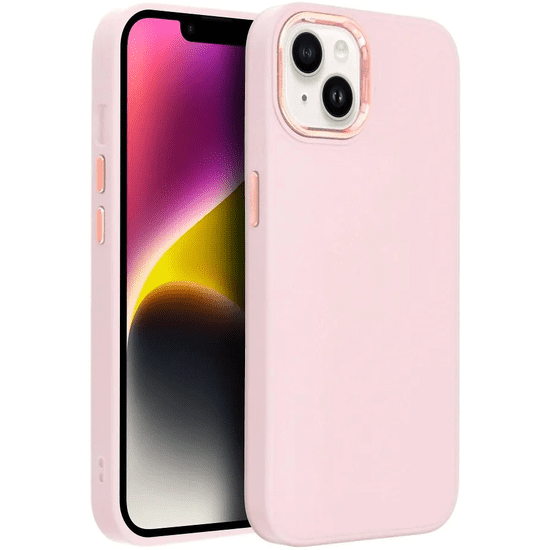 TokShop Apple iPhone 13, Szilikon tok, közepesen ütésálló, fémhatású kamera keret, Frame Case, rózsaszín (131659)