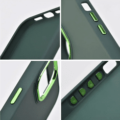 TokShop Apple iPhone 13, Szilikon tok, közepesen ütésálló, fémhatású kamera keret, Frame Case, zöld (131660)