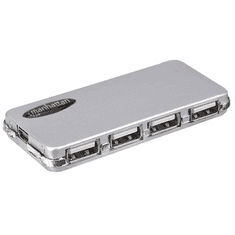 Manhattan USB 2.0 Hub 4 portos + power adapter ezüst (160612) (160612)