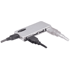 Manhattan USB 2.0 Hub 4 portos + power adapter ezüst (160612) (160612)