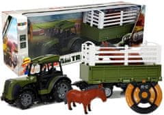 shumee Zöld traktor magas pótkocsi figurával ló távirányítós 2.4G