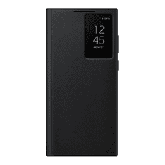 SAMSUNG Galaxy S22 Ultra 5G SM-S908, Oldalra nyíló tok, hívás mutatóval, Clear View Cover, fekete, gyári (RS114479)
