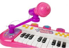 Lean-toys Billentyűzet Pianinko 24 billentyűs USB mikrofon rózsaszínű