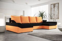 Veneti DAGMAR elegáns U-alakú ülőgarnitúra - narancssárga / fekete