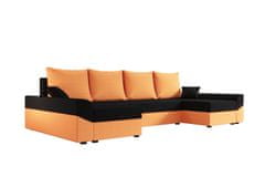 Veneti DAGMAR elegáns U-alakú ülőgarnitúra - narancssárga / fekete