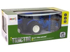 Lean-toys Távirányítású traktor 1:24 Kék tárcsa Aggregátum fém