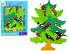 Lean-toys Fából készült madarak erdei fa DIY fa puzzle blokkok háromdimenziós