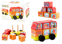 Lean-toys Fa mini busz Happy Animals blokkválogató LM-10 13197 13197