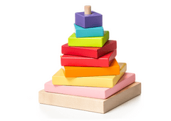 Lean-toys Fából készült piramis átfedő színes négyzetek 13357