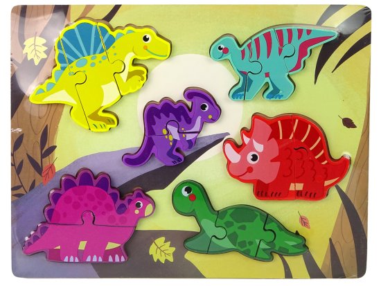 Lean-toys Fából készült puzzle állatok dinoszauruszok, hogy megfeleljen