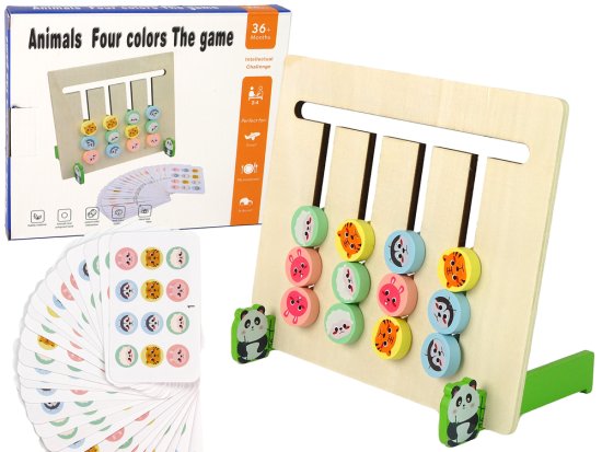 Lean-toys Fa oktató játék Négy színű állatok kétoldalas puzzle