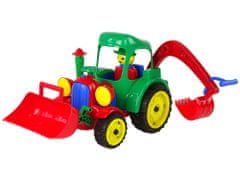 Lean-toys Nagy traktoros kotrógép gumikerekekkel mozgó vödrökkel