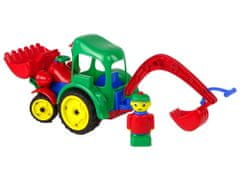 Lean-toys Nagy traktoros kotrógép gumikerekekkel mozgó vödrökkel