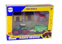 Lean-toys Mezőgazdasági készlet Traktor pótkocsi Ló istálló 1:64