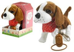 Lean-toys Interaktív barna és fehér kutya a pórázon Shed