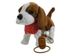 Lean-toys Interaktív barna és fehér kutya a pórázon Shed
