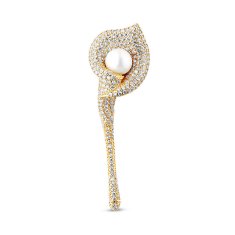 JwL Luxury Pearls Csillogó aranyozott bross 2 az 1-ben Kála virág JL0815