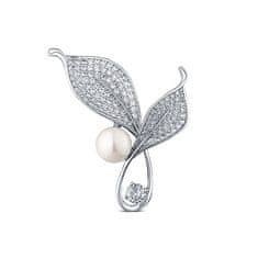 JwL Luxury Pearls Fényes gyöngy bross kristályokkal 2 az 1-ben Levelek JL0818