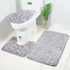 MUVU Három darabos fürdőszobai szőnyeg készlet, szürke kő