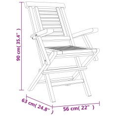 shumee 2 db tömör tíkfa összecsukható kerti szék 56 x 63 x 90 cm