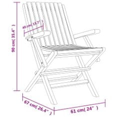 shumee 2 db tömör tíkfa összecsukható kerti szék 61 x 67 x 90 cm