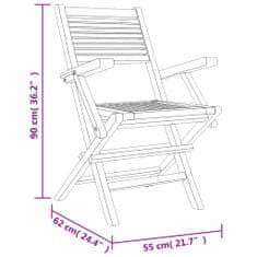 shumee 2 db tömör tíkfa összecsukható kerti szék 55 x 62 x 90 cm