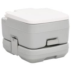 Greatstore szürke-fehér HDPE hordozható kemping WC 10+10 L