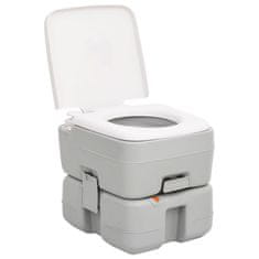 Greatstore szürke-fehér HDPE hordozható kemping WC 15+10 L