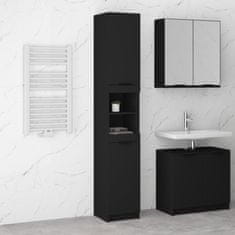 Greatstore fekete szerelt fa fürdőszobaszekrény 32 x 34 x 188,5 cm