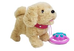 Lean-toys Plüss kutya pórázon, akkumulátoros krém kiegészítőkkel