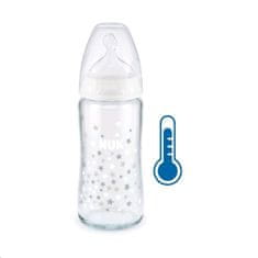 Manuka Health Üveg cumisüveg széles nyakkal NUK FC hőmérséklet-jelzővel 240 ml fehér