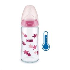 Manuka Health Üveg cumisüveg széles nyakkal NUK FC hőmérséklet-jelzővel 240 ml rózsaszín