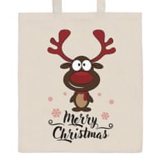 NEW BABY Pamut bevásárló táska természetes, nyomtatással Merry Christmas