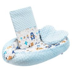 NEW BABY Luxus babafészek párnával és paplannal Minkyből kék